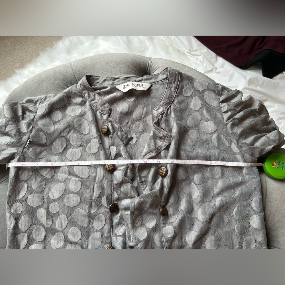 Chic Gray Ruffled Blazer Jacket - image 5